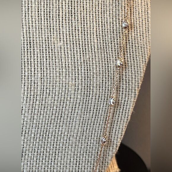 24” Multi Tone Gold Over 925 Italian Sterling Silver Moon Cut Necklace - Picture 4 of 16